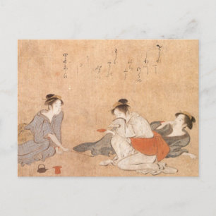 Postales de tres mujeres borrachos Torii Kiyonaga