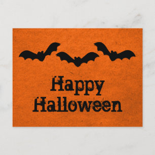 Postales de Trio Bats Halloween, Naranja