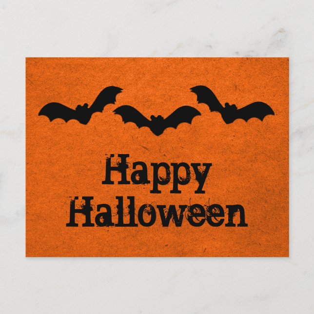 Postales de Trio Bats Halloween, Naranja (Anverso)