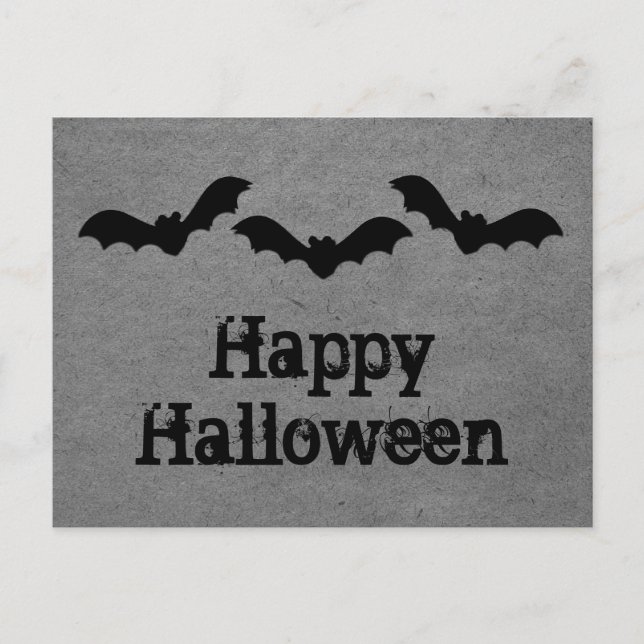 Postales de Trio de Bats Halloween, Gris (Anverso)