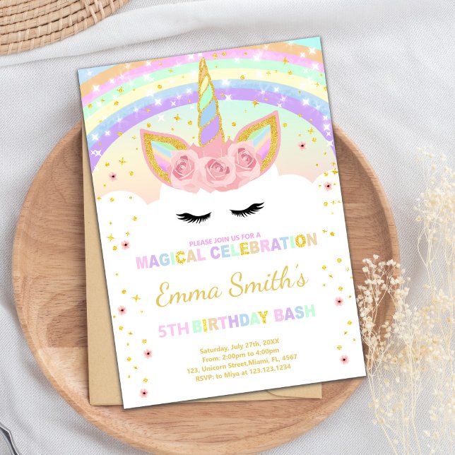 Postales de unicornio arcoiris de personalizable (Rainbow Unicorn post Cards)