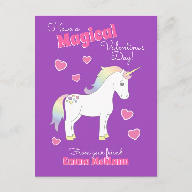 Postales de unicornio para niños pequeños Kawaii (Anverso)