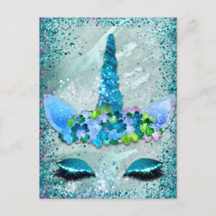 Postales de Unicornio verde azuladas y esparcen a