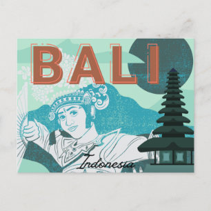 Postales de vacaciones de Bali Dancer Green Tone