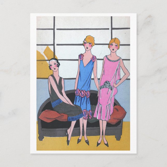 Postales de vacaciones de moda de época (Anverso)