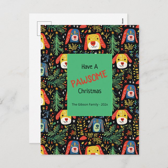 Postales de vacaciones de perros Navidades de clas (Anverso / Reverso)