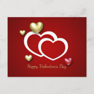 Postales de vacaciones de San Valentín de oro rojo
