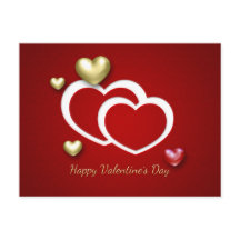 Postales de vacaciones de San Valentín de oro rojo