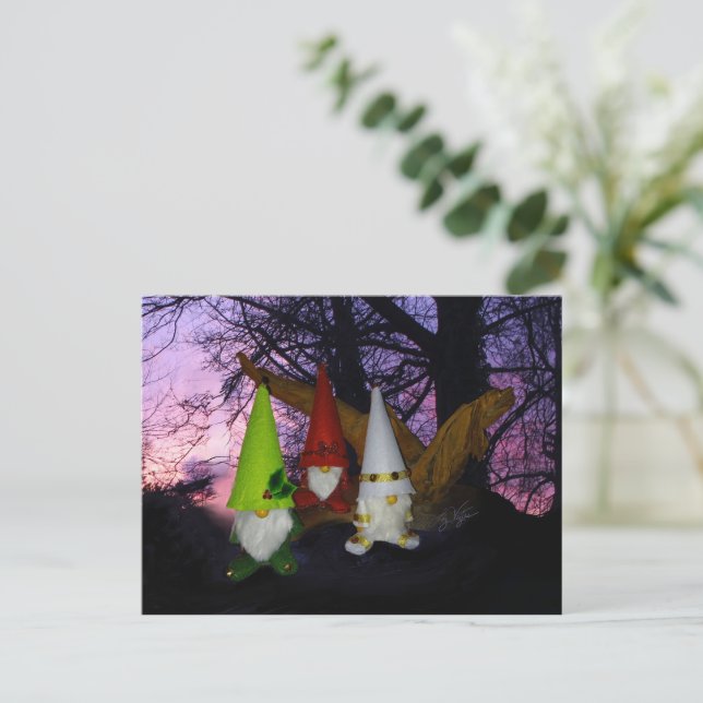 Postales de vacaciones de Sunset Woodland Gnomes (Anverso de pie)