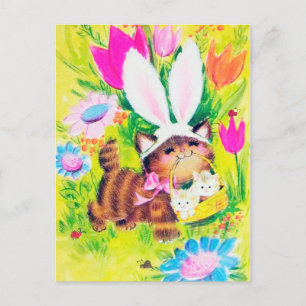 Postales de vacaciones del gato retro vintage de P