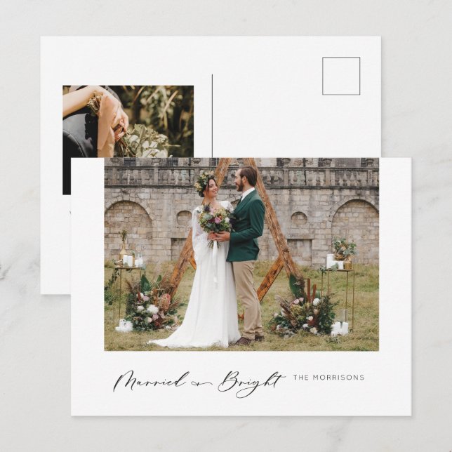 Postales de vacaciones mínimas casadas y brillante (Anverso / Reverso)