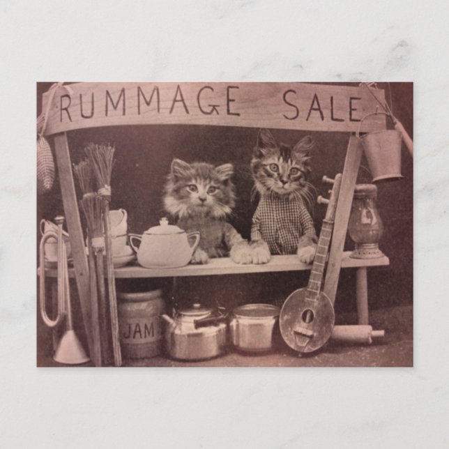 Postales de venta de rumores de gatos de época (Anverso)
