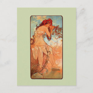 Postales de verano de arte moderno de Mucha