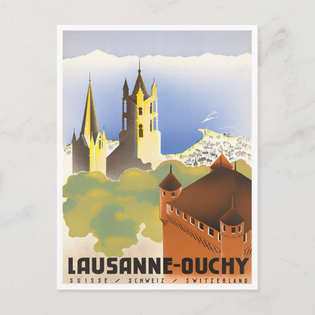 Postales de viaje a Suiza de Lausanne Ouchy (Anverso)
