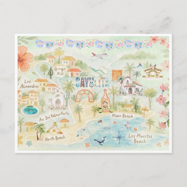 Postales de viaje de acuarela | Sayulita México (Anverso)