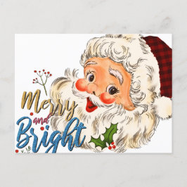 Postales de Vintage Merry and Bright Santa Navidad