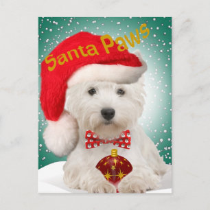 Postales de Westie Santa Paws