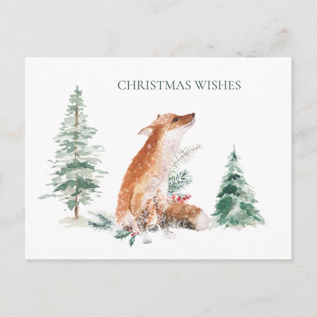 Postales de Woodland Winter Fox Pine (Anverso)