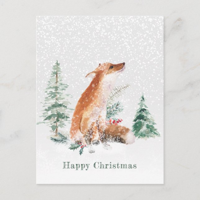 Postales de Woodland Winter Fox Pine (Anverso)
