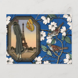 Postales del Collage de la Torre Eiffel y Floral V