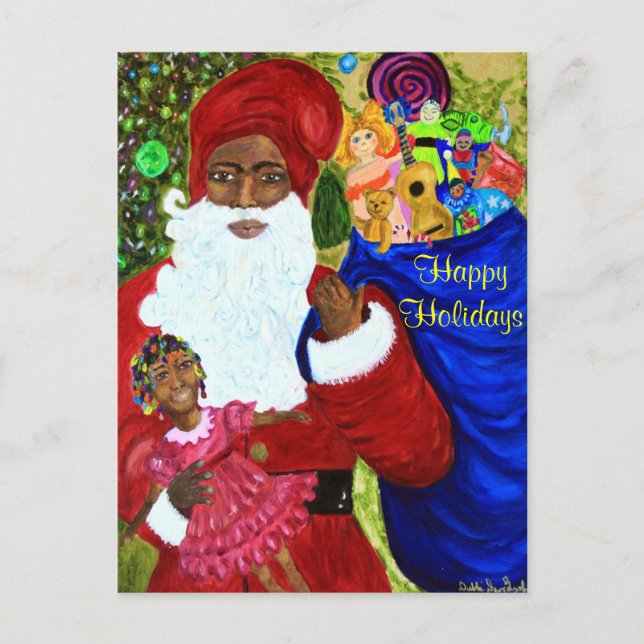 Postales del deseo de Santa - afroamericano Santa (Anverso)