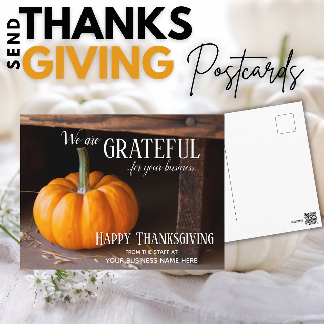 Postales del Día de Acción de Gracias de otoño - A (Give fall business Thanksgiving postcards to your customers and clients, instead of Christmas cards)