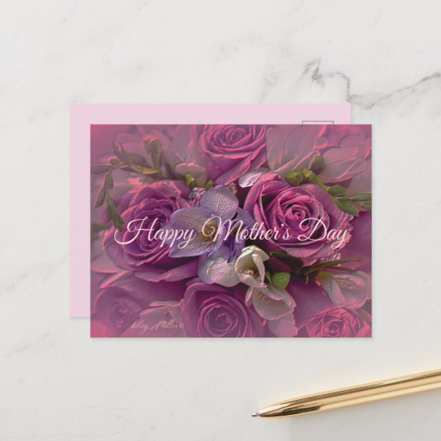 Postales del Día de la Madre Rosa Púrpura (Anverso/Reverso In Situ)