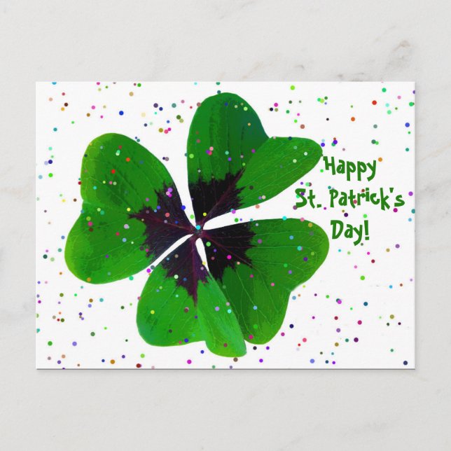 Postales del Día de Shamrock Confetti St. Patrick (Anverso)