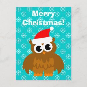 Postales del dibujo animado del búho del navidad