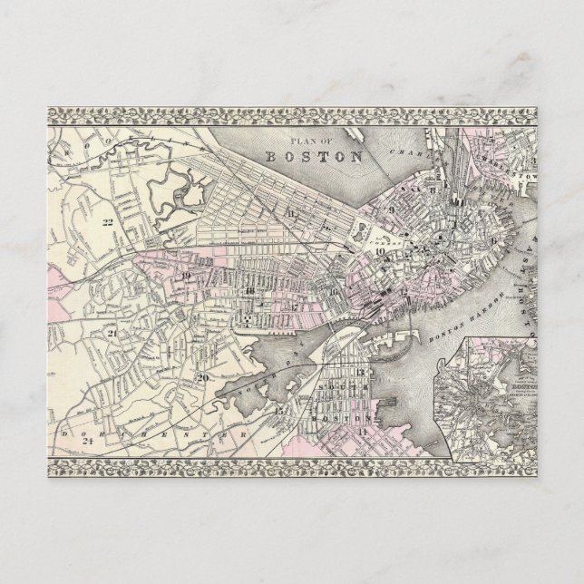 Postales del mapa de Boston de 1879 (Anverso)