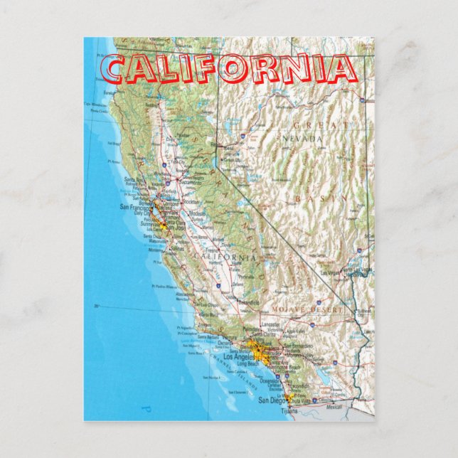 Postales del mapa de California (Anverso)