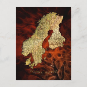 Postales del mapa de Escandinavia