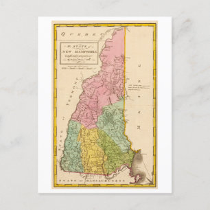 Postales del mapa de New Hampshire de 1815