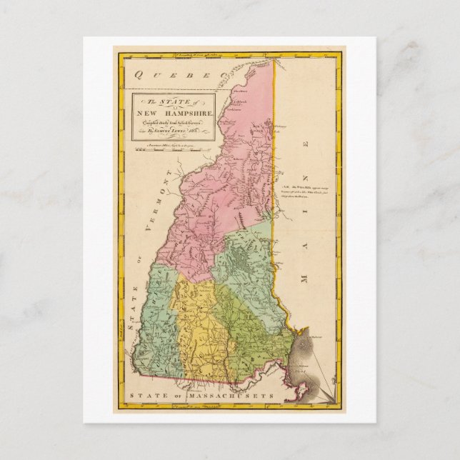 Postales del mapa de New Hampshire de 1815 (Anverso)
