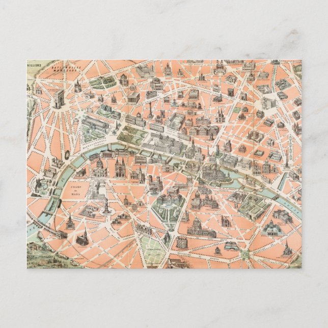 Postales del Mapa de París de época (Anverso)