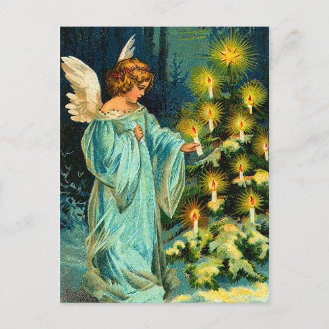 Postales del navidad del ángel del vintage (Anverso)