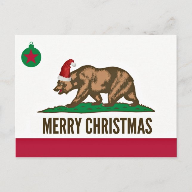 Postales del oso navideño del estado de California (Anverso)
