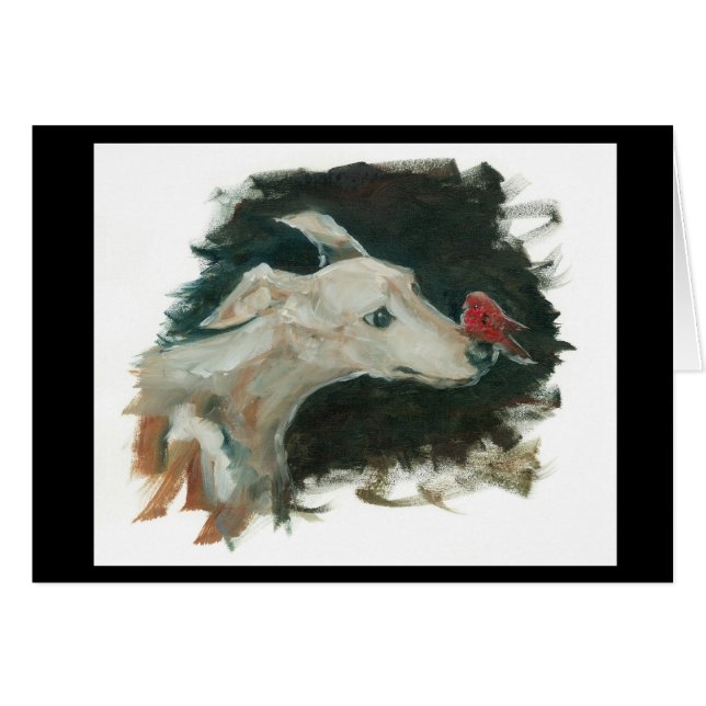 Postales del pegatina del galgo y del pinzón de (Anverso (Horizontal))