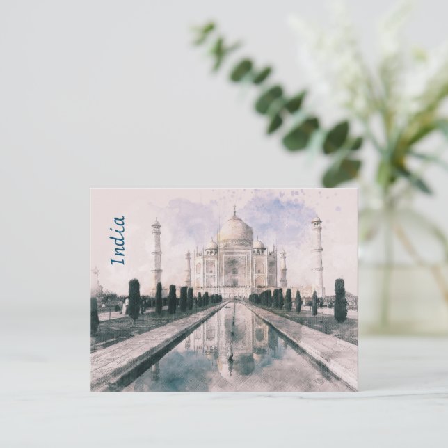Postales del Taj Mahal vintage - Souvenir de viaje (Anverso de pie)
