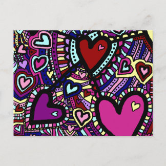 Postales divertidas, corazones trippy psicodélicos