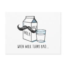 Postales divertidas de leche y bigote