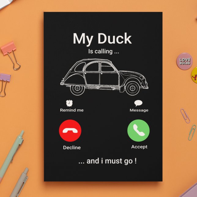 Postales divertidas para smartphone de 2 CV Deux C (2CV Clock in Black with a Red Green and White Smartphone Illustration)