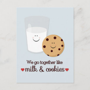 Postales El día de San Valentín de leche y galleta