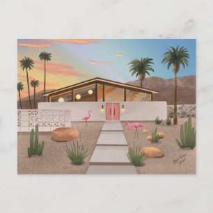 Postales en blanco de la casa Flamingo moderna de 