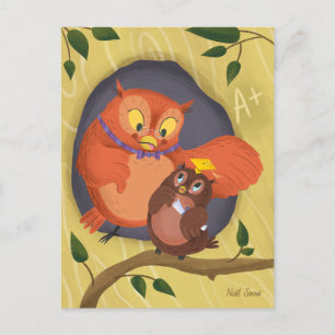 Postales en blanco Gorra amarillo de lechuza lisa