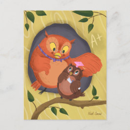 Postales en blanco Gorra rosa de lechuza cuta de g