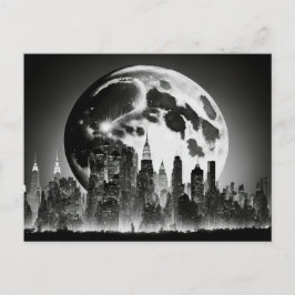 Postales en blanco y negro de una luna llena y una