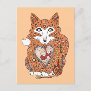 Postales Floral Fox Cub