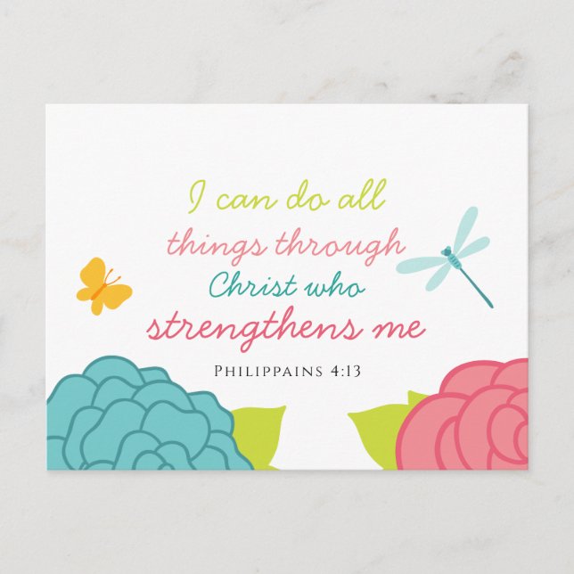 Postales Floral Philippians 4:13 (Anverso)