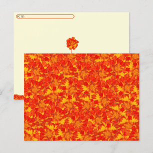 Postales florales de naranja y Marigold Rojo